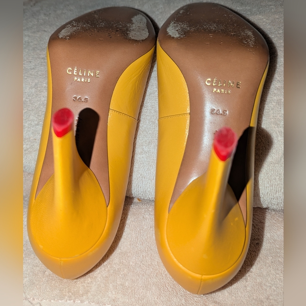 Celine Phoebe Philo Yellow Leather Heels. 36.5 - Picture 7 of 10